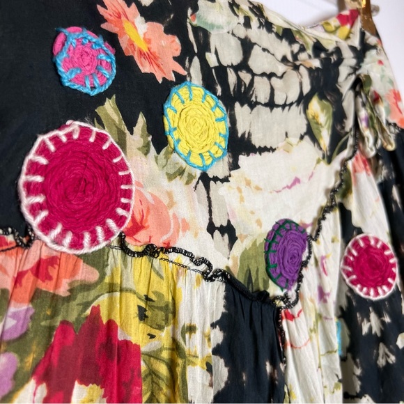 Vintage STEVE BARRAZA 100% Cotton Bohemian Asymmetric Midi Skirt. Size XS - Picture 4 of 10